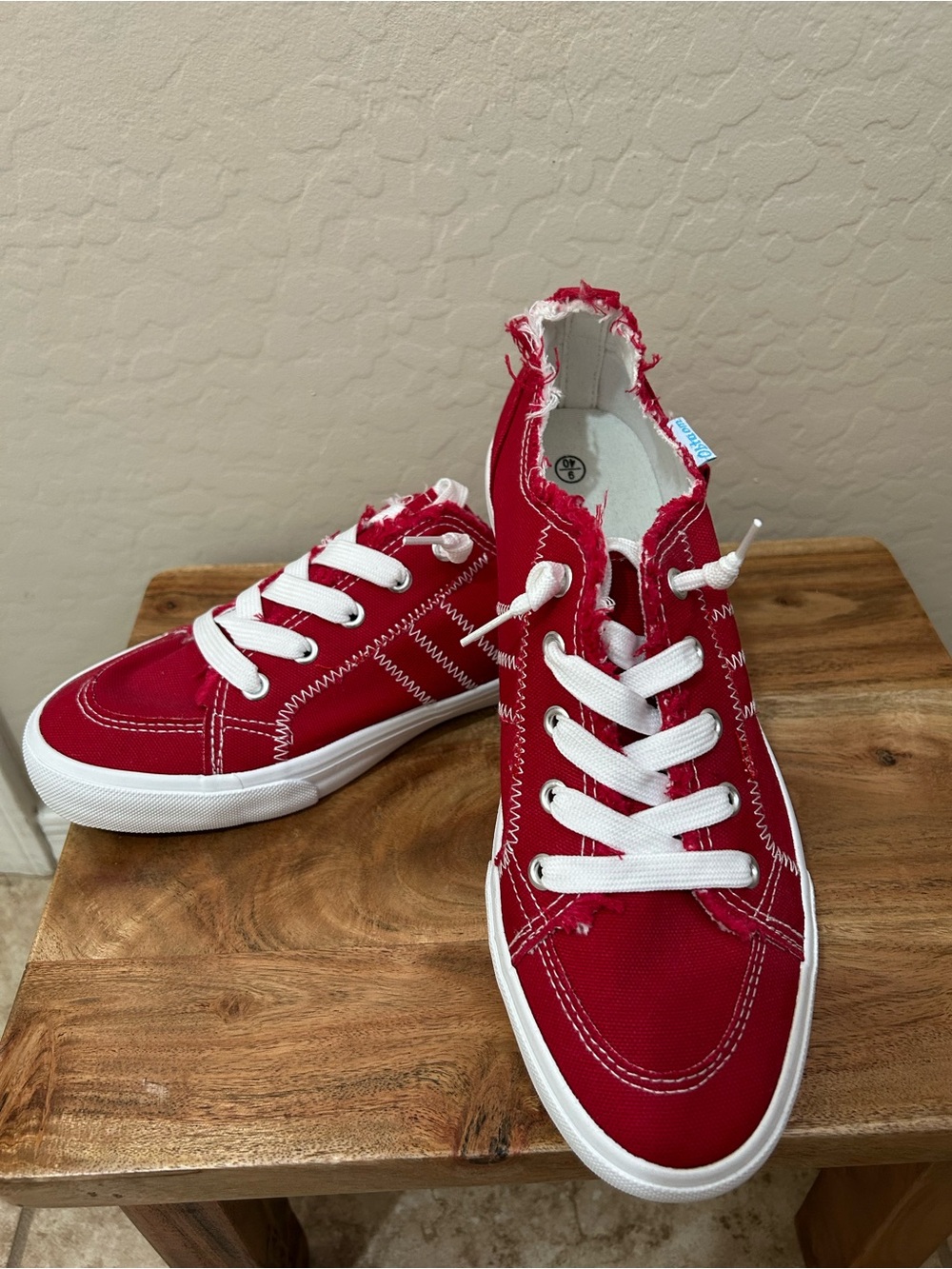 NWOT Women’s Red Low-Top Canvas Sneakers with White Laces